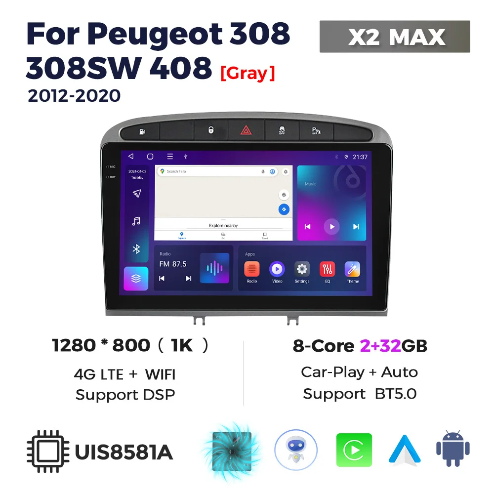 MEKEDE 24 uur verzending voor Peugeot RCZ SW 2007-2015 408 2012-Auto tereo GPS Navigatie Android Auto Carplay Head Unit
