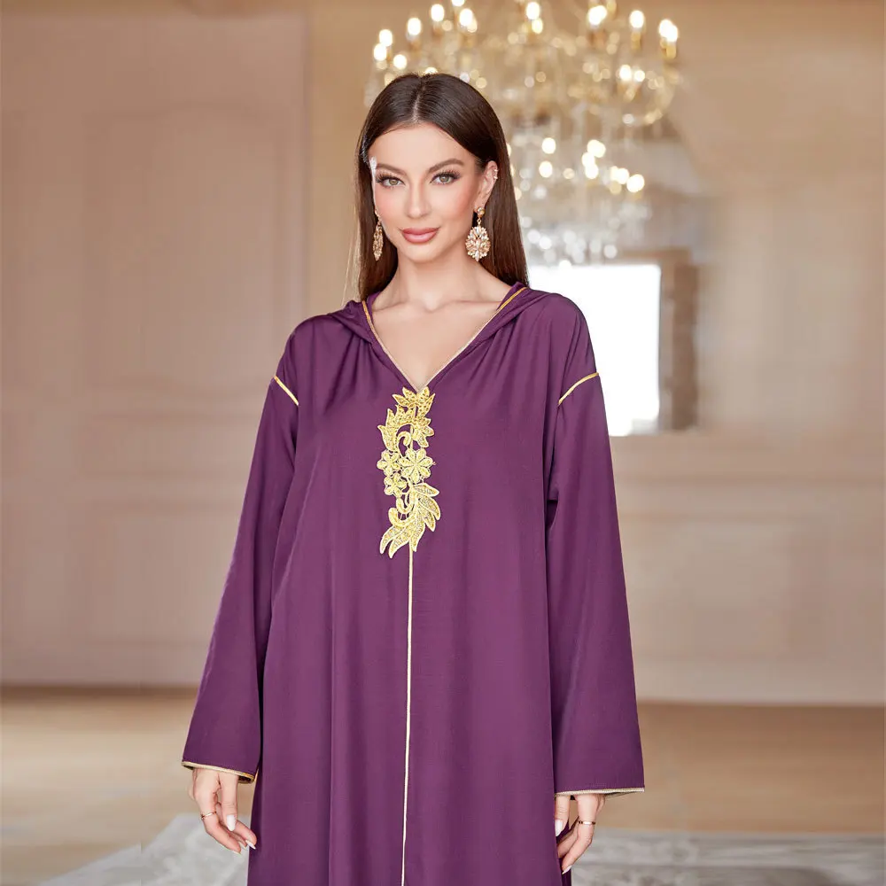 

FC-92108 new 2023 autumn Dubai Muslim hooded robe women's dress