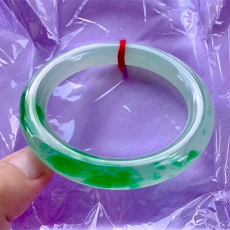 Ice-like Floating Green Bracelet round Bar Mine Timber Transparent Moisturizing Jade Bracelets Myanmar