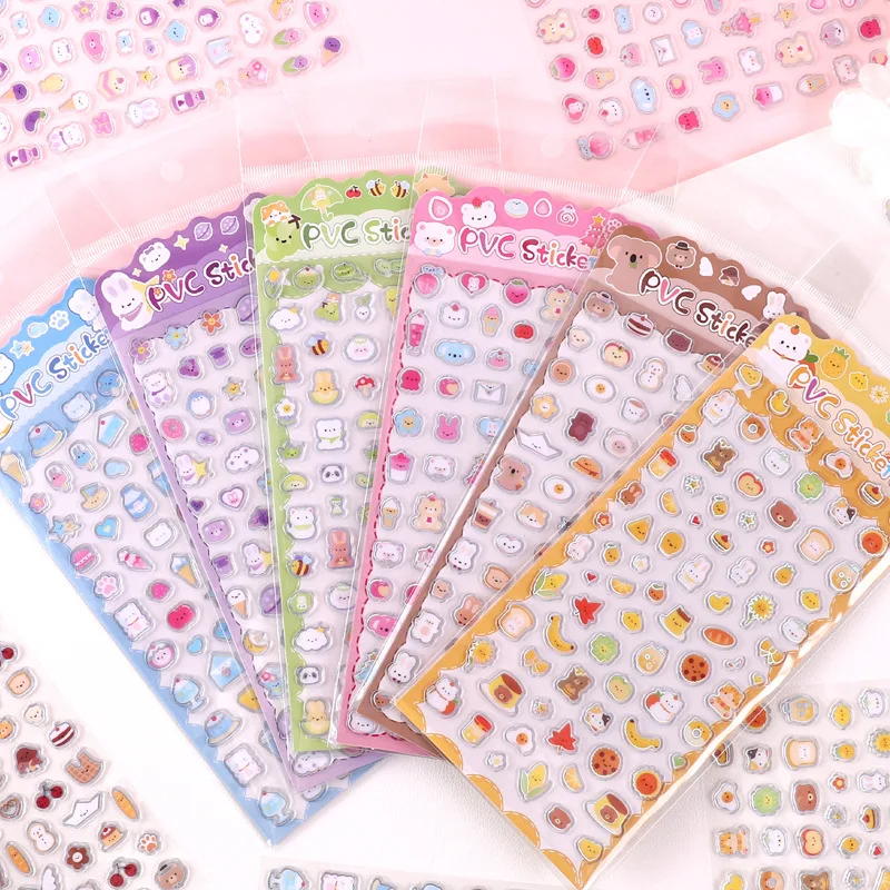 Süße Mini-Tiergesichter PVC-Aufkleber Kawaii Cartoon-Stanzaufkleber für Tagebuch Scrapbooking Planer DIY Deko Basteln