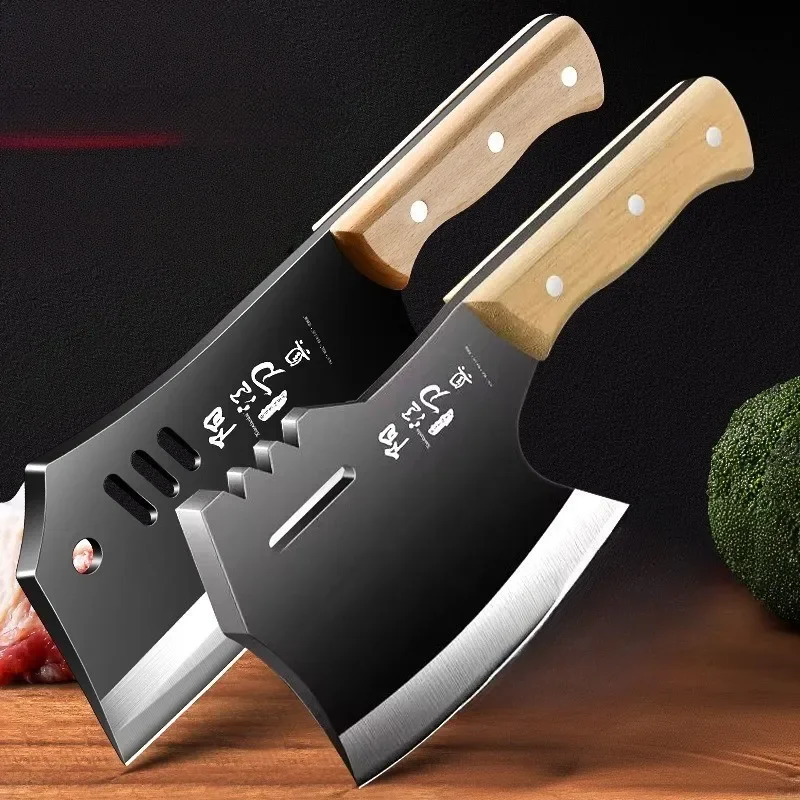 Cuchillo de forjado manual de acero con alto contenido de carbono, cuchillo para cortar carne y rebanar para el hogar, cuchillo para cortar huesos de hacha específico de chef