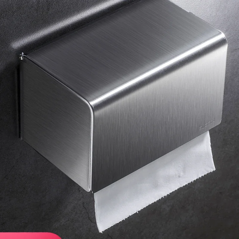 Toilet tissue box 304 stainless steel toilet waterproof no punch roll paper box, hand paper box, toilet toilet paper box