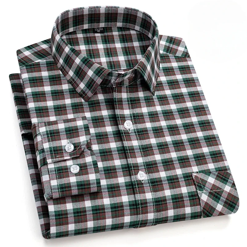 New in shirt plus size 6xl 100%cotton oxford long-sleeve shirts for men slim fit plain shirt casual designer soft plaid clothes