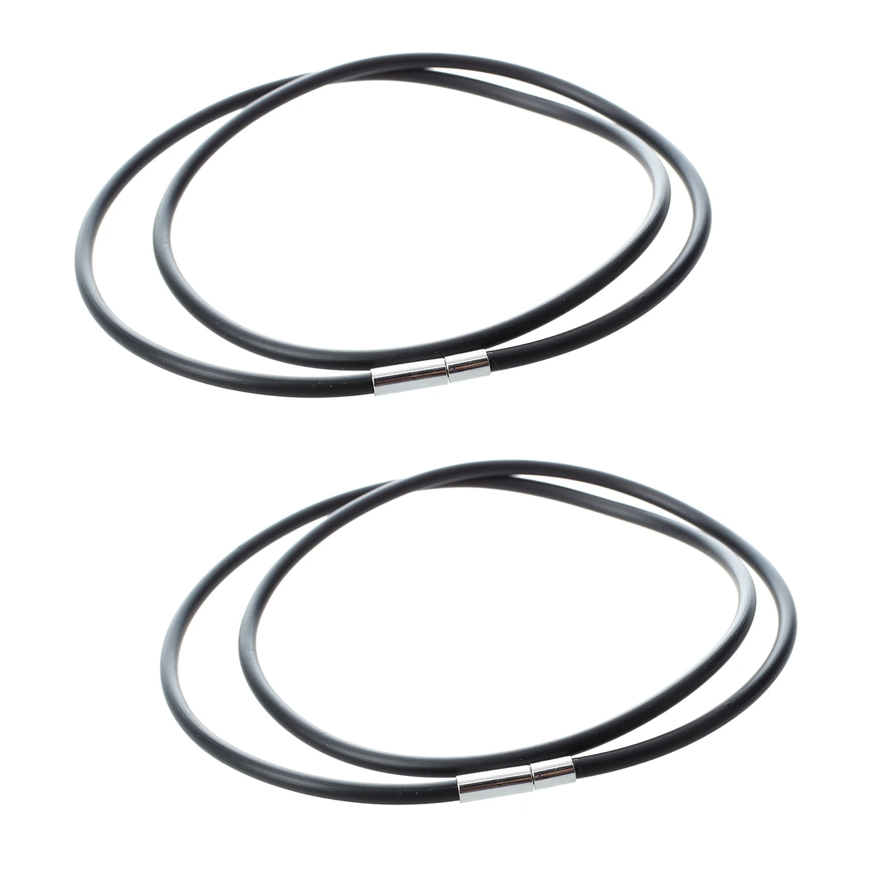 B24B 2X 3Mm Black Rubber Cord Necklace With Stainless Steel Closure - 22 Inch