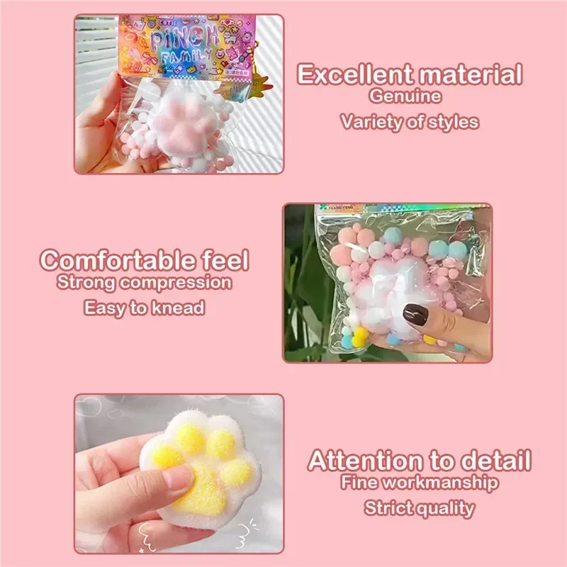 Dropshipping Fidget Toy Mini Squishy Toys Kawaii Plush Soft Cat Paw Transparent Silicone Cube Stress Relief Squeeze Toy