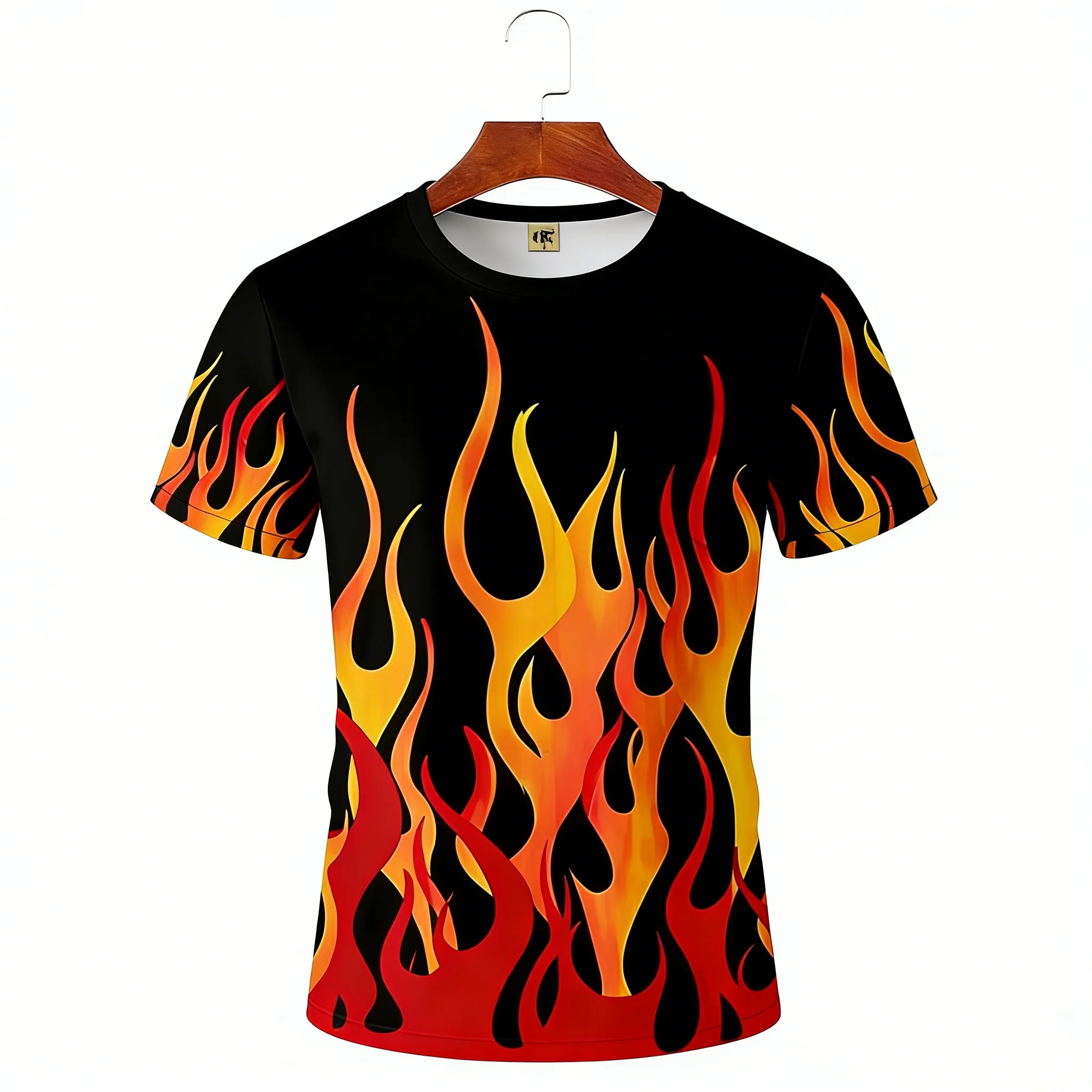 Men'S T-Shirts 3d Vintage Summer Fashion Red Flame Hawaiian T-Shirt Male Summer Short Sleeved Oversized Shirt For Men Top