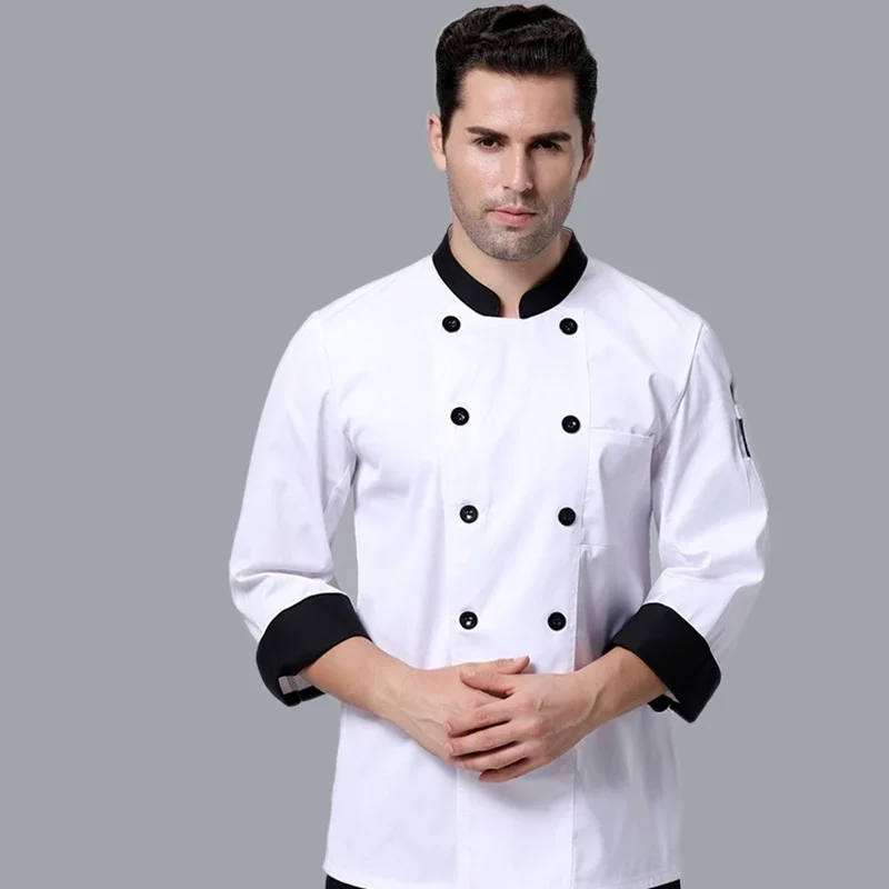 Veste de Chef Unisexe à Manches sulfpour Homme et Femme, Manteau de Cuisinier, Restaurant, Hôtel, Boulanger