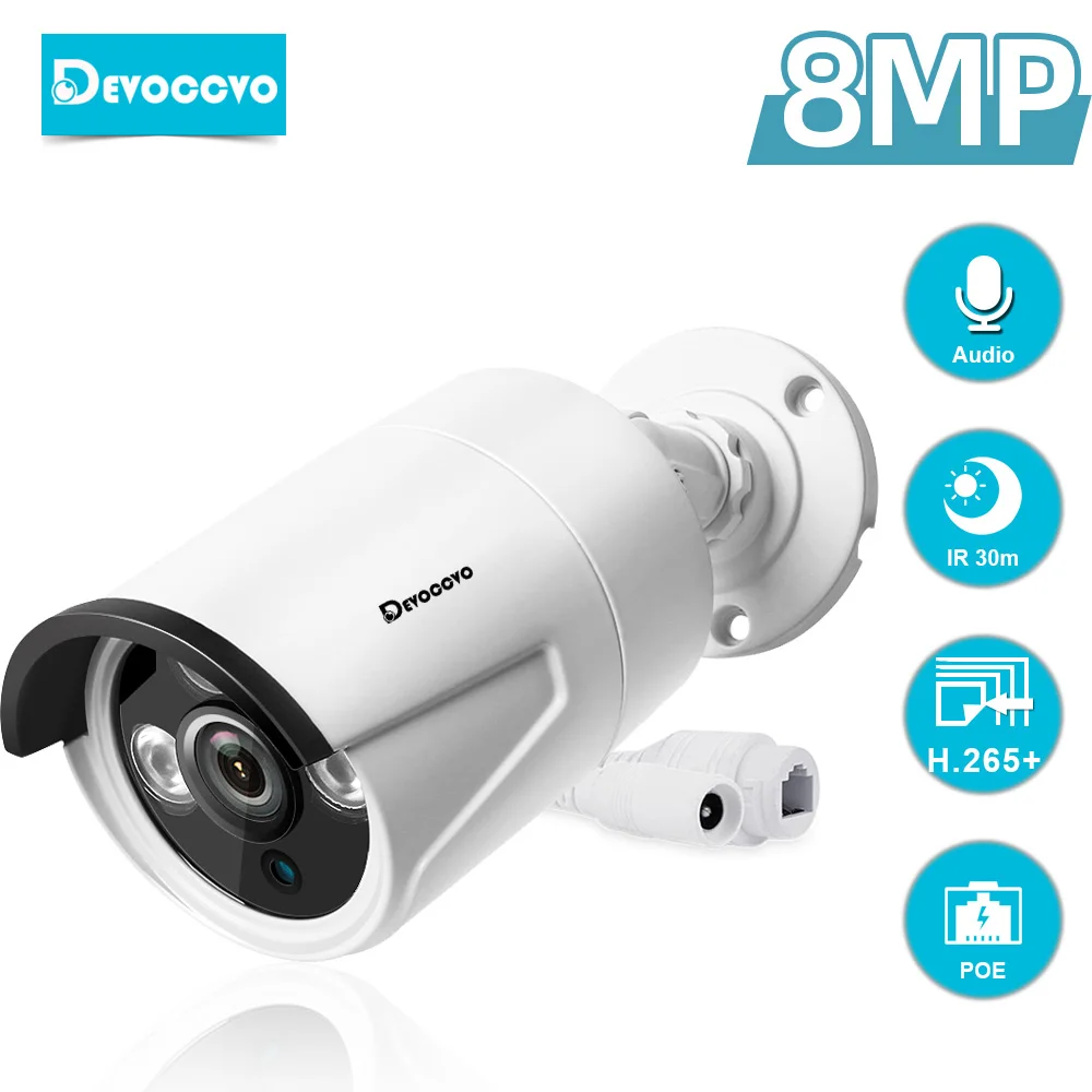 

4K CCTV POE IP-камеры безопасности уличная водонепроницаемая камера видеонаблюдения 8MP HD камера ночного видения для мониторинга пуля H.265