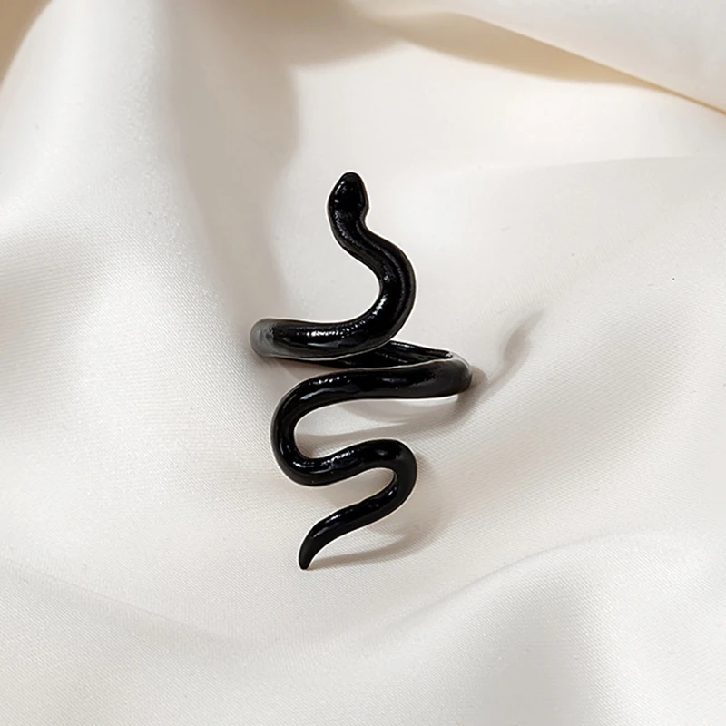 Fashion Rings for Men Women Punk Goth Snake Ring Exaggerated Black Plated Gothic Adjustable Opening Party Gift Jewelry