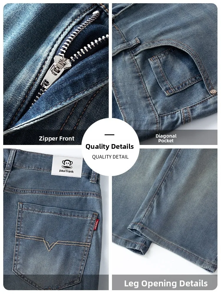 PaulFrank Retro americano mono muslo alto siete cinco pantalones verano fino drapeado Lyocell Denim suelto recto suelto ajuste