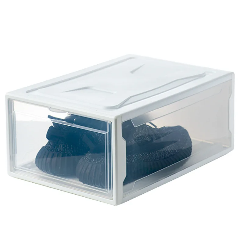 1PCS Fully Transparent PET Thickened Shoe Box with Free Stacking Magnetic Front Opening and Side Opening Shoe Box