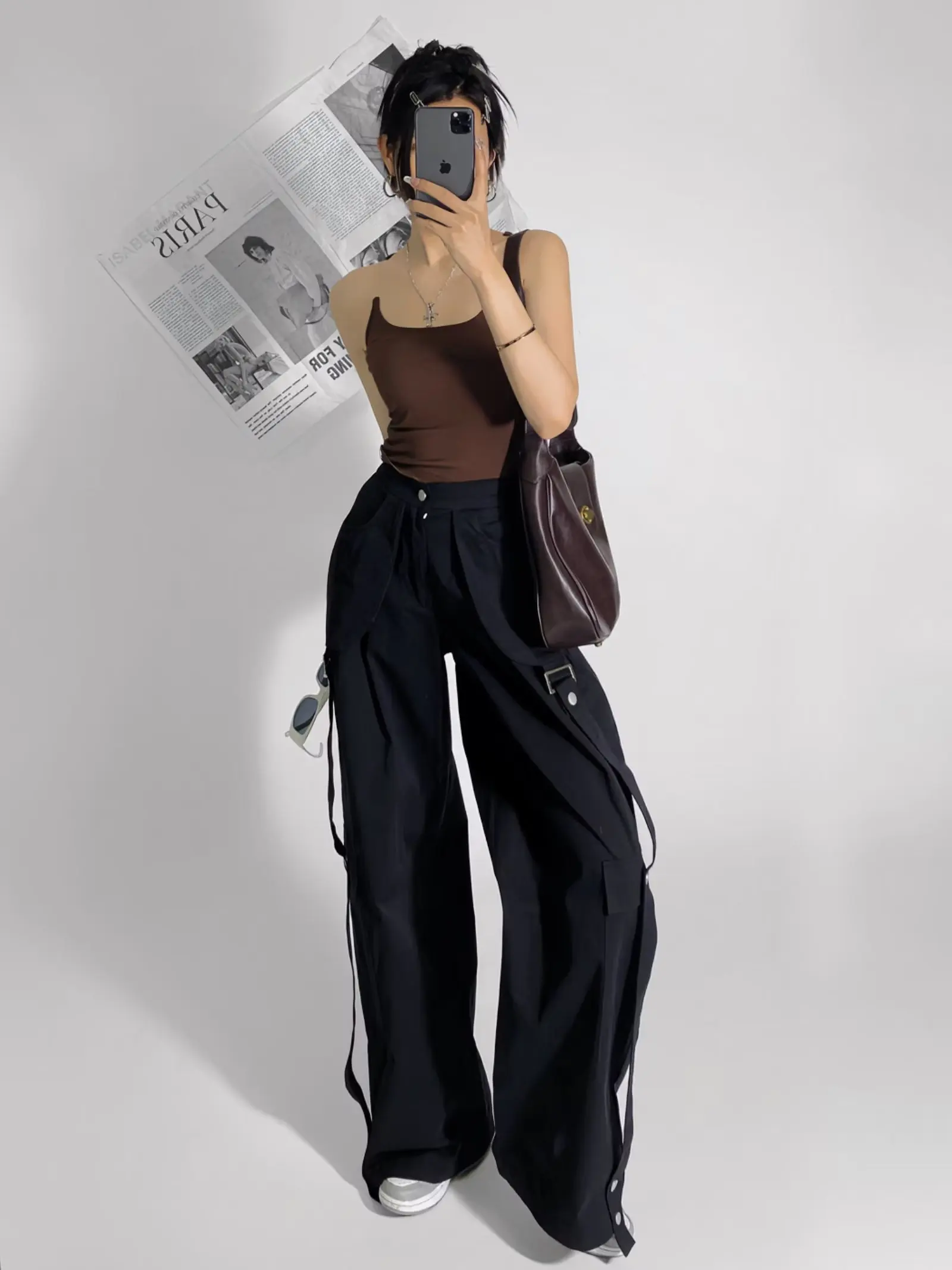 

Women's Straight High-waisted Wide-leg Trousers Loose and VersatileMopping Casual Trendy