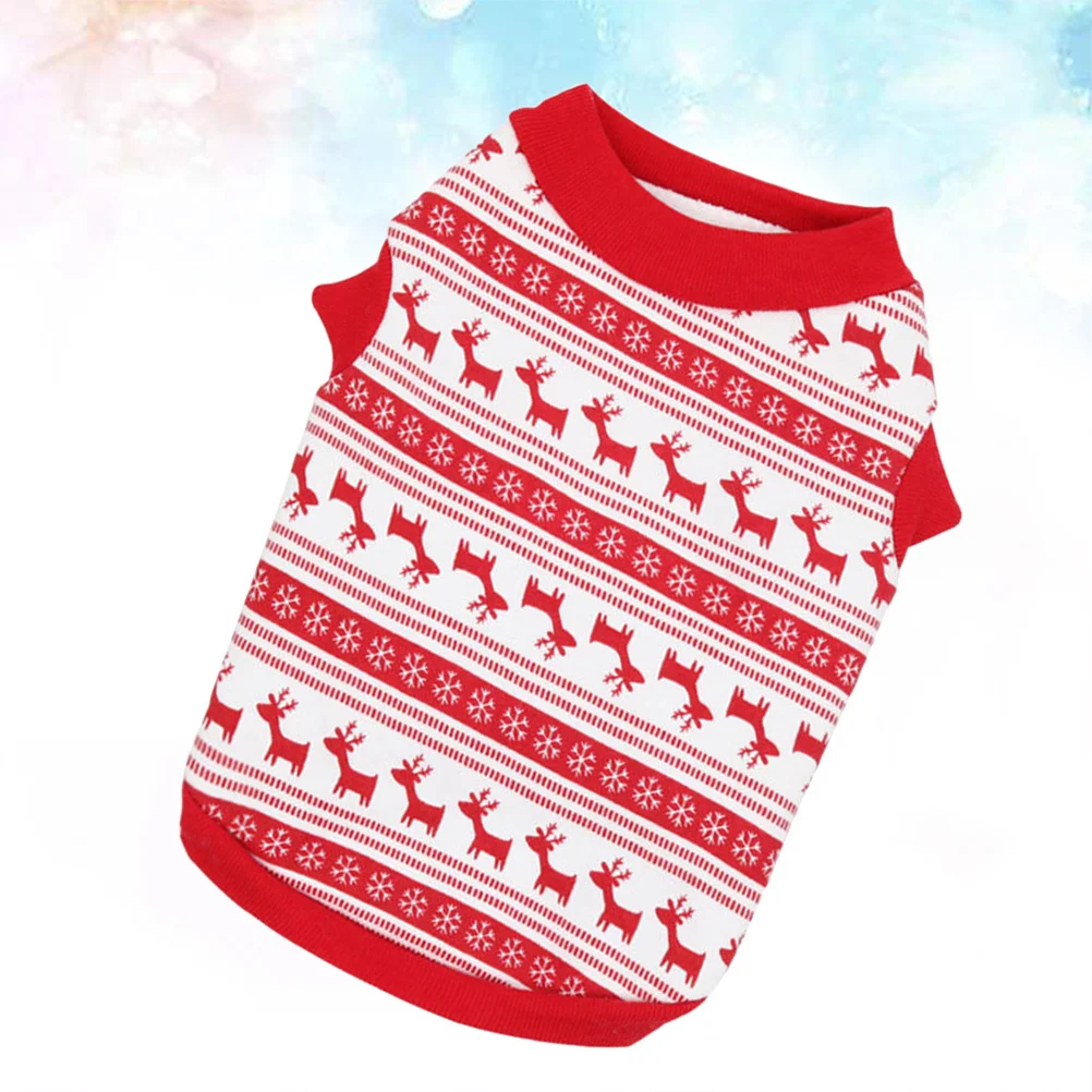 

Christmas Breathable Dog Hoodie Red Pattern Xs Soft Comfortable Pet Clothes Dog Apparel Costume Party Supplies