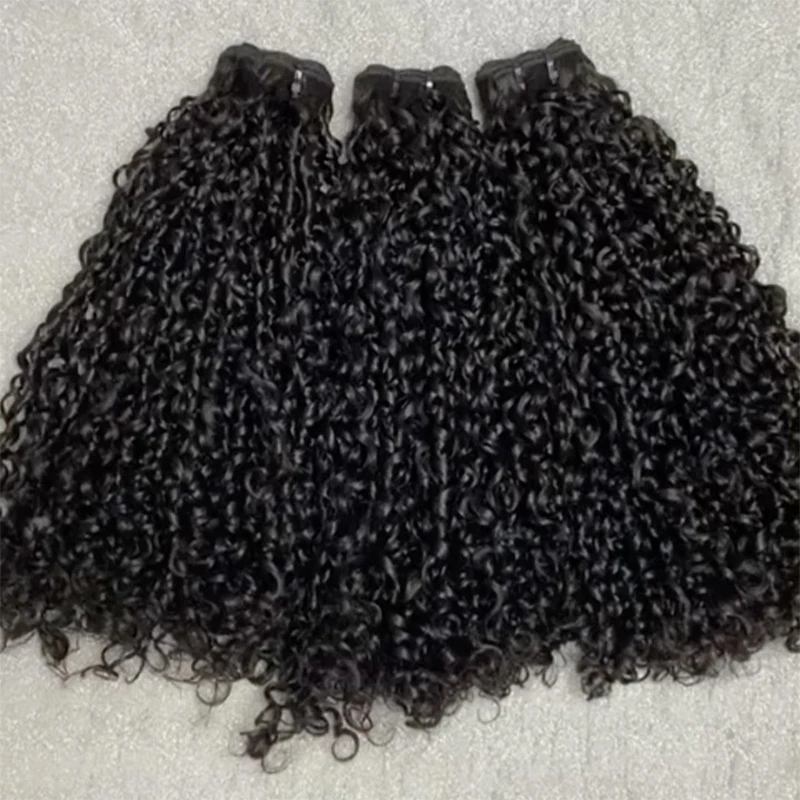 Raw vietnamita pixie encaracolado feixes de cabelo humano indiano pixie duplo desenhado perruque virgem kinky encaracolado extensões de cabelo humano 100g