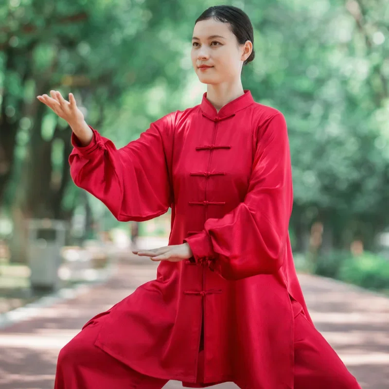 Kun mistrz sztuka walki mundur Tai Chi ubrania Kung Fu sukienka Wushu odzież prawdziwy jedwab Unisex kobiety i mężczyźni 2023 nowy styl