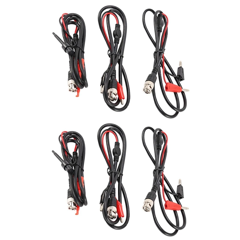 6X Oscilloscope Probes BNC To Alligator Crocodile Clips BNC To Mini Hook Leads BNC To Dual Stacking Banana Cable