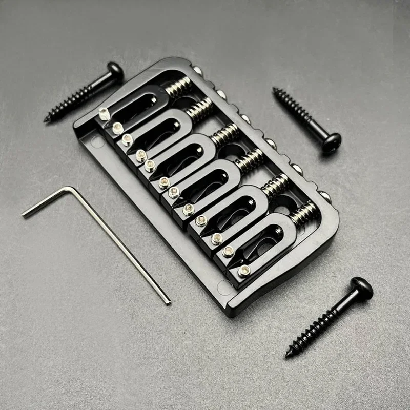 6-String Guitar Fixed Bridge 72.8x38MM-10.6– Metal Hardtail Bridges Replacement Part for Electric Guitar Black/Chrome