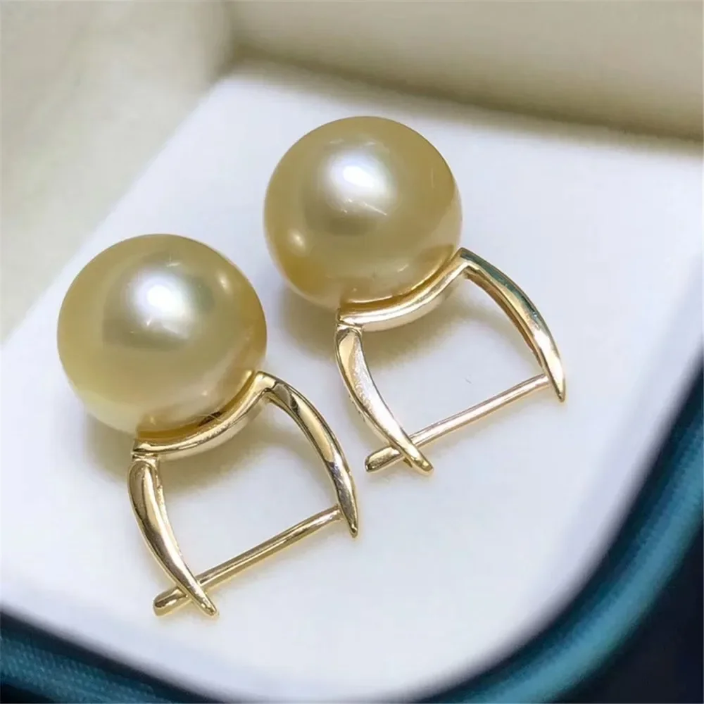 

DIY Pearl Accessories G18 K Gold Thick Plate Bucket Earrings with Hollow Pearl Earrings Fit 9-12mm Round Beads G303