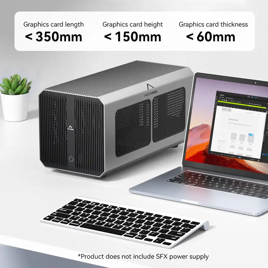 TB3 Thunderbolt 3 EGPU Enclosure 40Gbps 85W PD External Graphics Card Dock PCIe X16 600W for NVIDIA AMD RTX Laptop