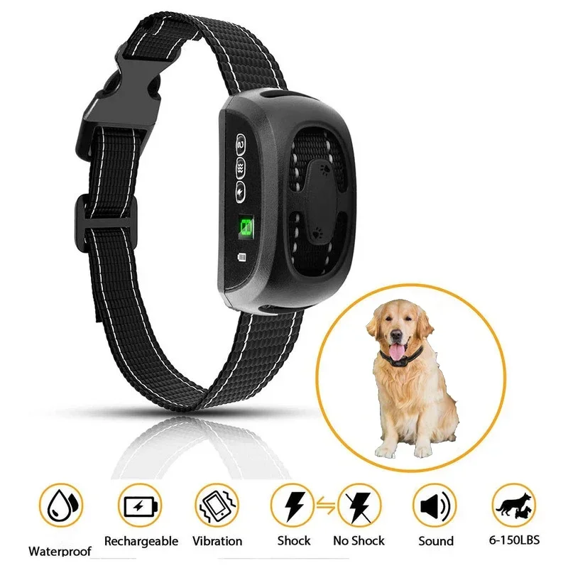 

Anti Bark Dog Collar Rechargeable Anti Barking Device Harmless Waterproof Dog Training Shock Collar Dog Accessories