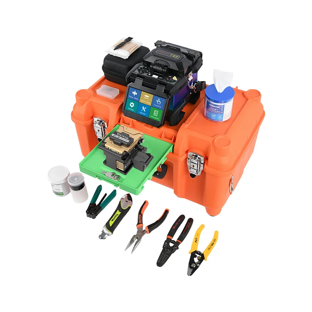 

Аппарат для сварки оптоволоконных кабелей Fibra Cable Splicing 7S/18S с нагревом, потерьми 0.01дБ и выравниванием по оптической оси T45