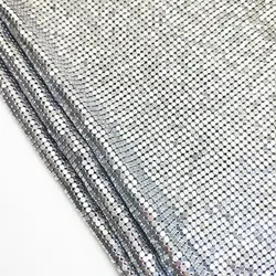 Tessuto in maglia metallica argentata, tessuto con paillettes con posta, cucito fai da te, abito da festa sexy, orecchino cosplay, decorazioni per la casa, 150x45cm