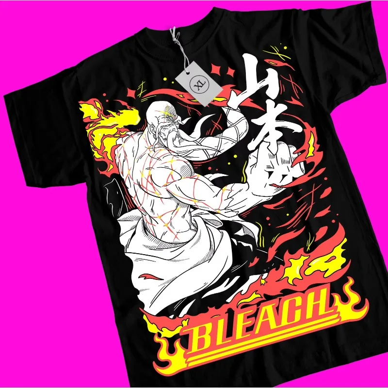 

Trend Summer Cosplay Neutral Black and White Bleach Yamamoto T-shirt Genryusai Shigekuni Tshirt Anime Manga All Sizes Black