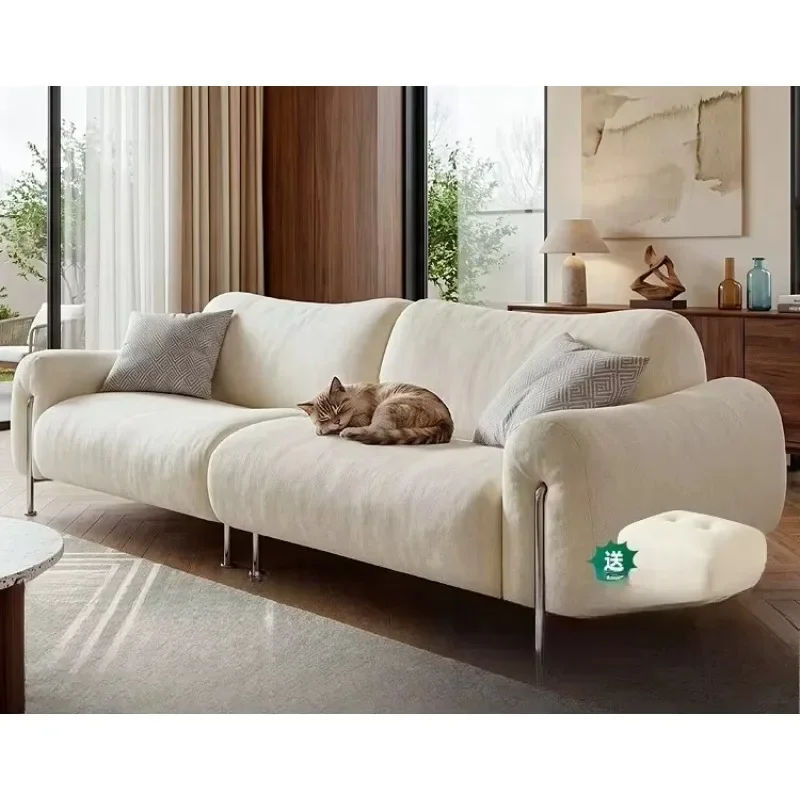 Chenier Removable And Washable Anti-cat Scratch Antique Small Apartment Straight Row High-footed Bamboo Fabric Sofal16