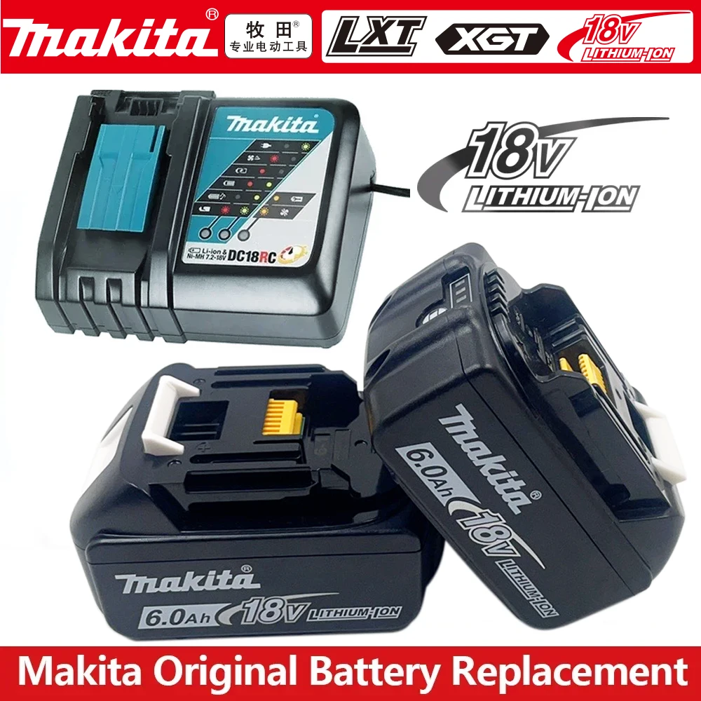 100% Original Makita Rechargeable Power Tool Battery, Replaceable LED Lithium-ion, 6.0 Ah 18V LXT BL1860B BL1860BL1850 BL1830