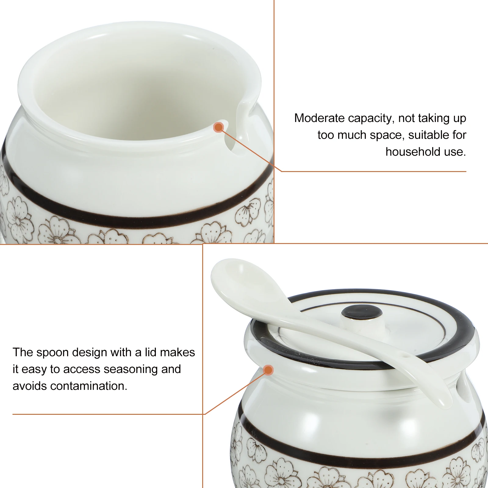 

Ceramic Seasoning Container Multi-Functional Condiment Jar Reusable Bright Color for Home Restaurant Sugar Salt Coffee Storage