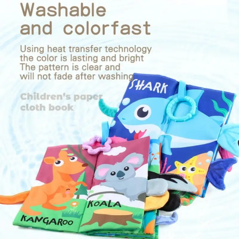 Baby 3D Cloth Book Montessori Animal Early Education giocattolo a coda tridimensionale cognizione animale marino bambini Puzzle Palm Soft Book