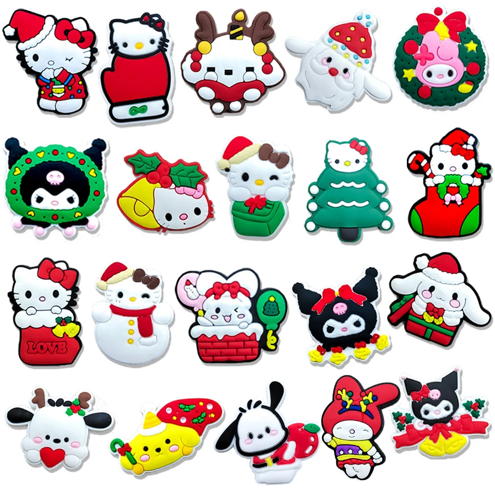 20pcs/set Christmas Sanrio Hello Kitty Kulomi Series for Cartoon Shoe Charms Decoration Accessories for Classic Clog Kids Gifts