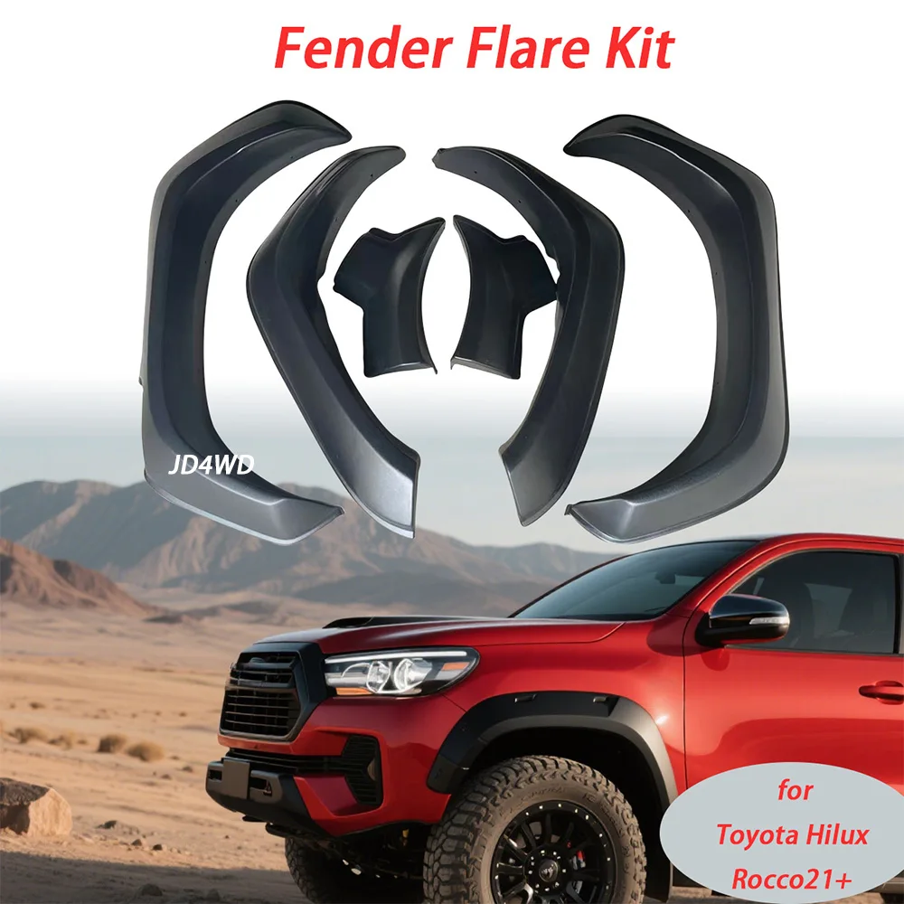

Fender Flare Kit for Toyota Hilux Rocco GR 2021-2023 Front Rear Heavy Duty ABS Mudguards Splash Guards for Pickup Truck Off-Road