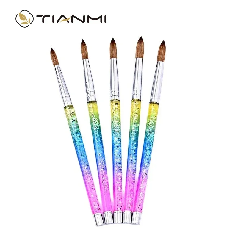 Crystal Kolinsky Nail Brush UV Gel Nail Polish Builder Manicure Tools French Acrylic Brushes Painting Drawing Nail Pens