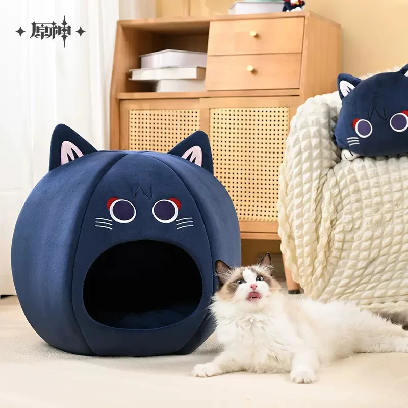 Anime Genshin Impact Wanderer Cat Bed Warm Pet Basket Cat House Cat Nesk Tent Very Soft Small Dog Mat Bag Cave Cats Bed