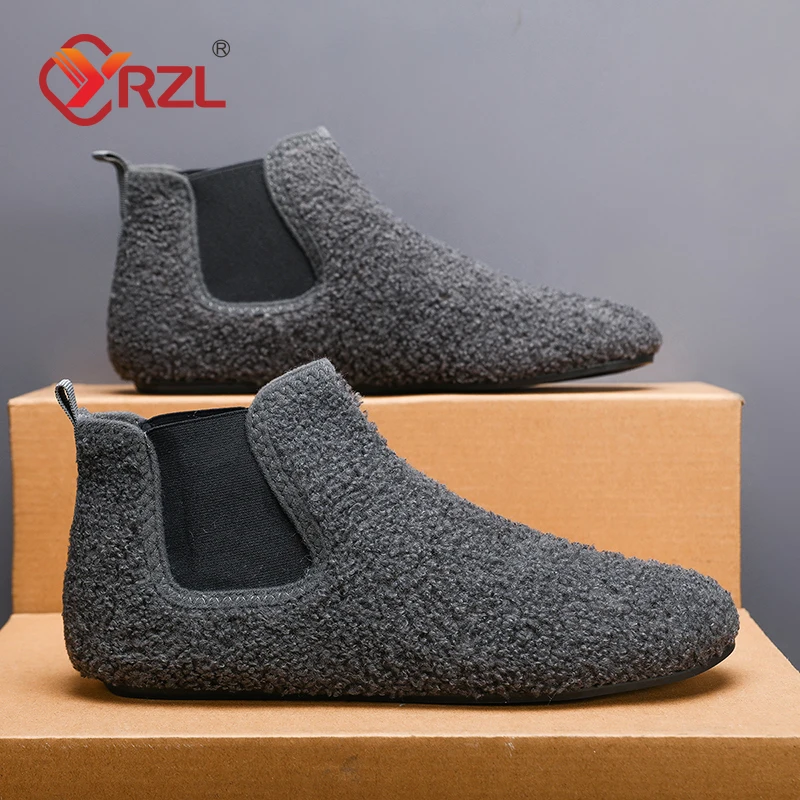 YRZL Winter Warm Cotton Shoes Men Indoor Home Slipper Thin Bottom Plush Cotton Man Casual Shoes Soft Sole Anti-slip Slippers Man