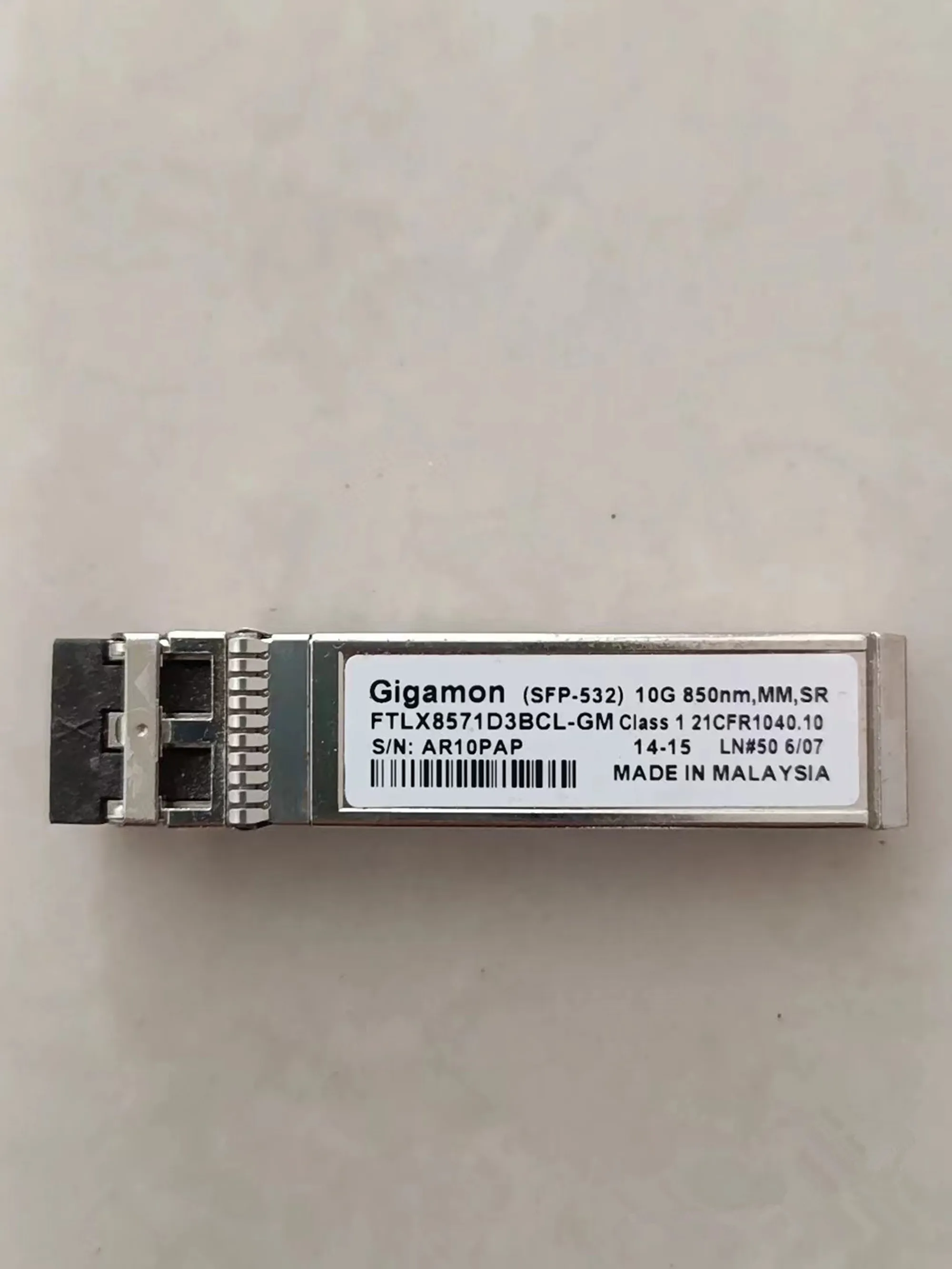 

Gigamon 10G Fiber Optical Module FTLX8571D3BCL-GM SFP-532 10G 850NM MM SR Gigamon 10gb SFP Transceiver Switch