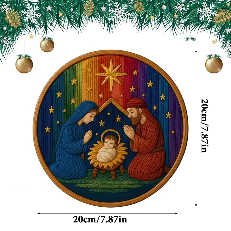 Unieke kerststal borduurset - Hand-Stitch the Christmas Story, DIY Doll Crafting Kit