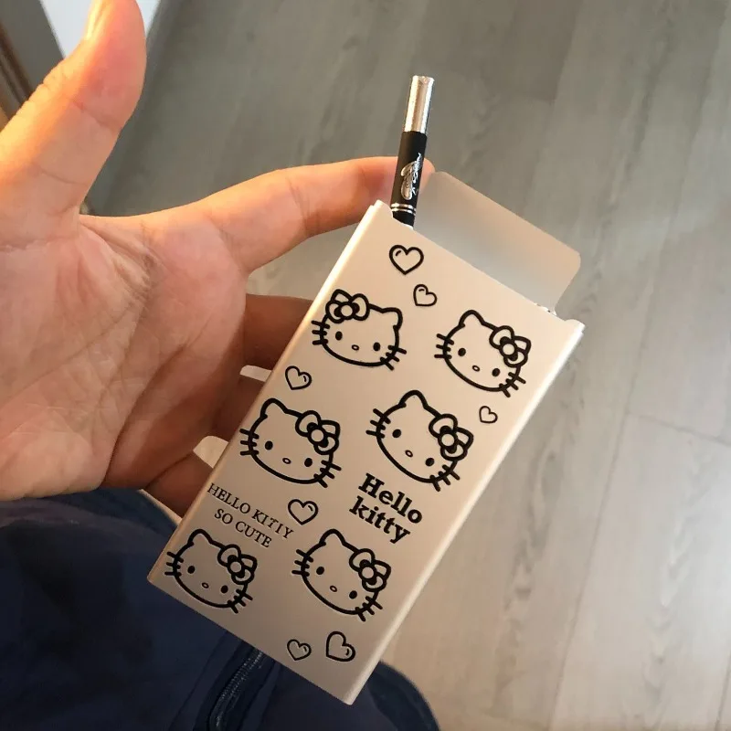 hello kitty cigarette box Portable Men's Women's HelloKitty Print Slim Aluminum Alloy Cigarette Case  Waterproof Metal Cigarette Holder Box Cigar Pocket