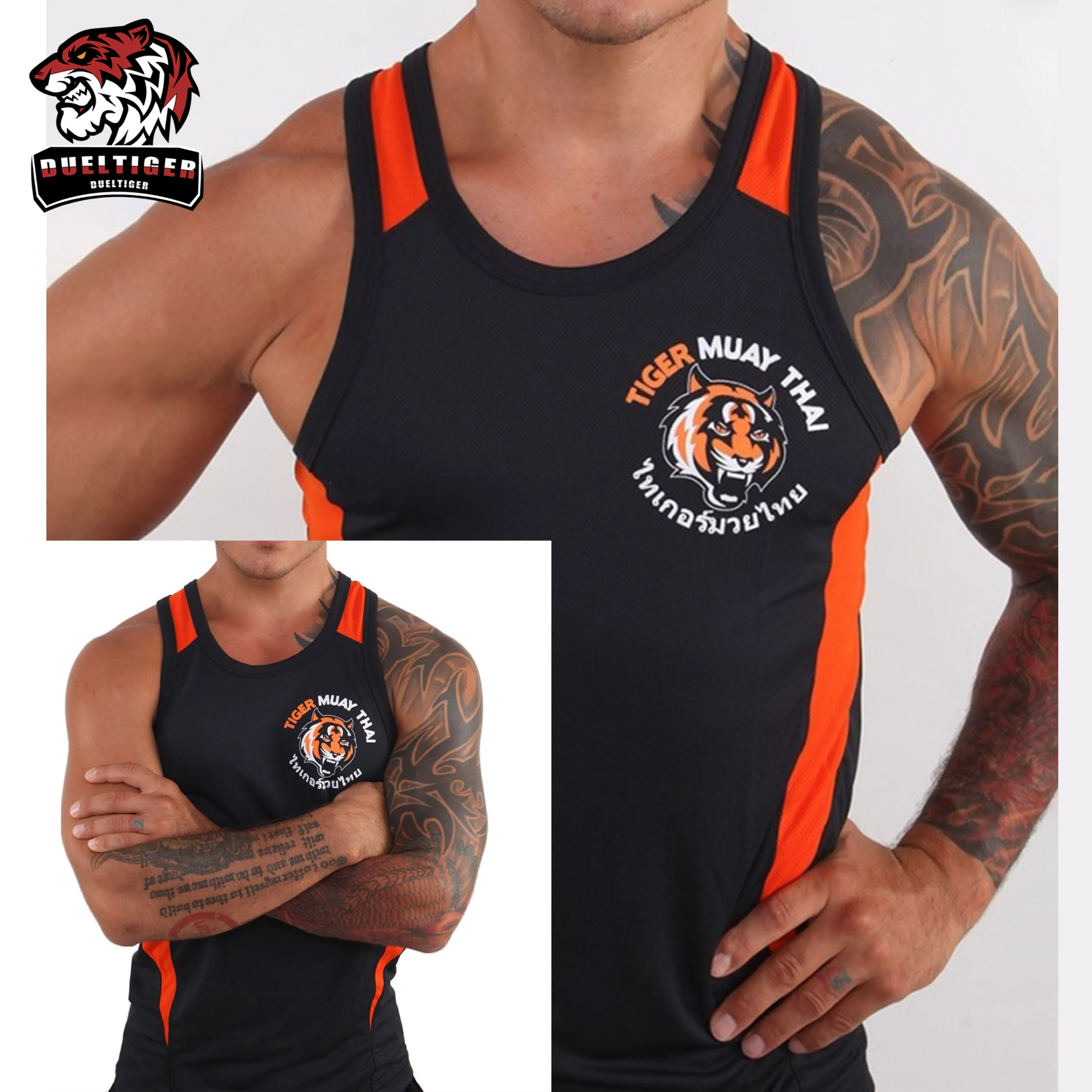 DUELTIGER Black Tiger Muay Thai MMA gilet da allenamento traspirante assorbente MMA Muay Thai abbigliamento Short uomo pantaloncini da boxe Jaco