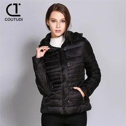 COUTUDI Women Winter Down Jacket White Duck Down Hooded Puffer Jacket Warm Coat Parka Female Fashion Windbreaker Winter Outwear