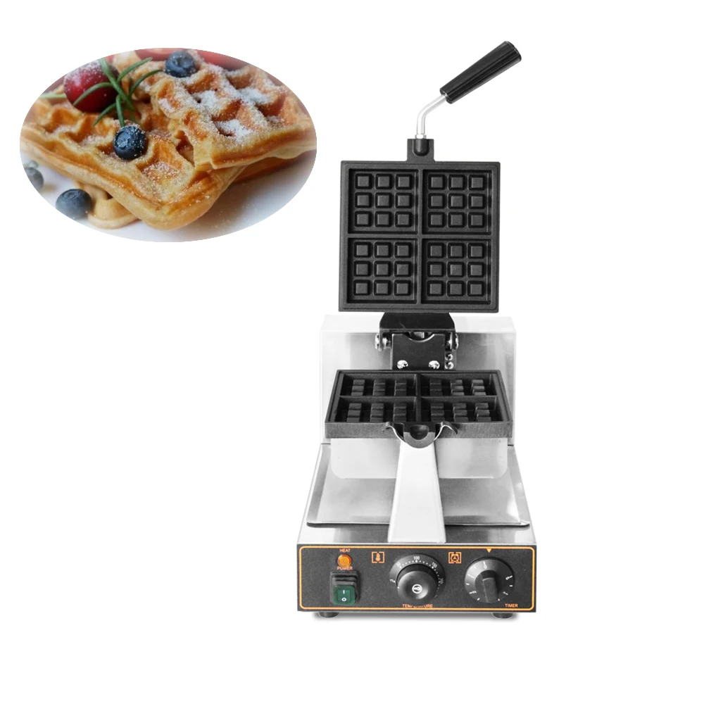 Commercial Waffle Maker Electric Baking Pan Non-stick Baking Biscuit Machine Rotatable Head Egg Cake Maker 1300W 110-220v