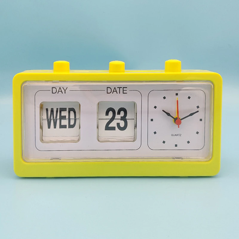 

Mechanical Alarm Clock Novelty Flip Clock Desktop Digital Clock With Calendar Clock Home Decor Retro Decor,Black