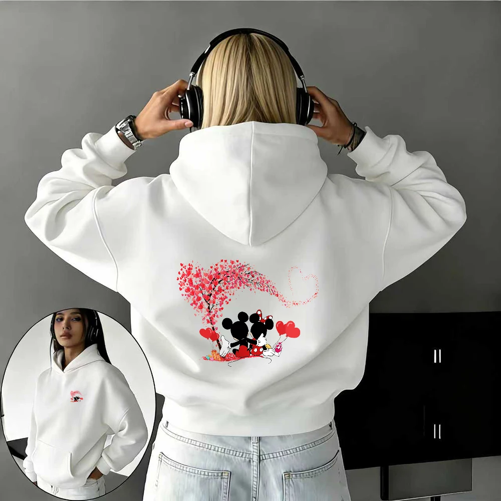 

Осенне-зимний свитшот Disney с принтом Микки и Минни для пар из 100% чистого хлопка для мужчин и женщин, теплый топ