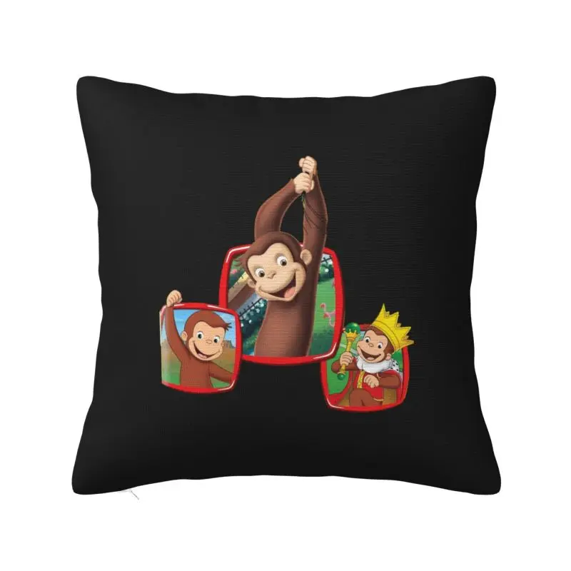 Custom Curious George Monkey Manga Cushion Cover Velvet Modern Throw Pillow