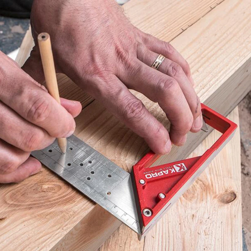 KAPRO stainless steel right angle ruler hole ruler 45 degree 90 degree carpentry ruler marking steel marking angle