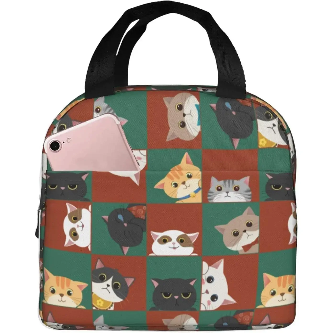 Cat Lunch Bag Kids Cute Insulated Cat Lunch Box for Girls Women Men Reusable Lunch Tote for Office Work Picnic Hiking