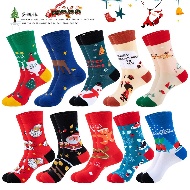 

2024 New Creative Christmas Socks Snowman Cartoon Middle Socks Sweat Absorbing Autumn and Winter Trendy Ins Cotton Socks