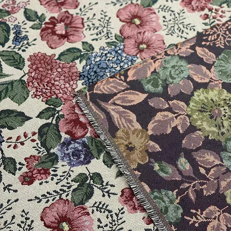 Oil Painting Flower Jacquard Fabric Ethnic Style Thickening Yarn Dyed Clothing Handmade DIY Sewing Cotton and Linen Fabric