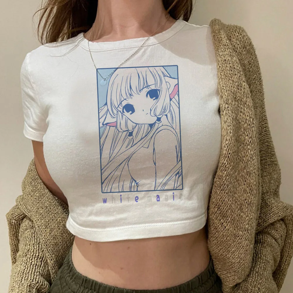 Chobits crop top Fairy gothic  cropped Slim Fit Cute coquette Grunge harajuku cute girls top